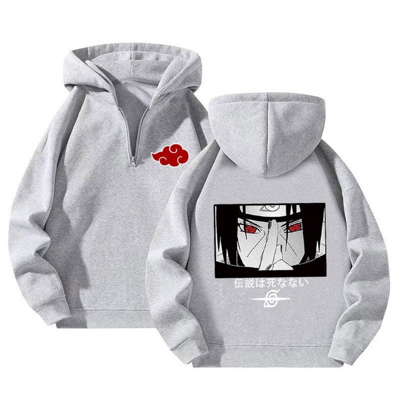 Japanska Anime Naruto Huvtröjor Herr Kawaii Harajuku Manga Grafisk Dragkedja Uchiha Itachi Sasuke Tryckt Streetwear Sweatshirts Unisex Pullovers Toppar