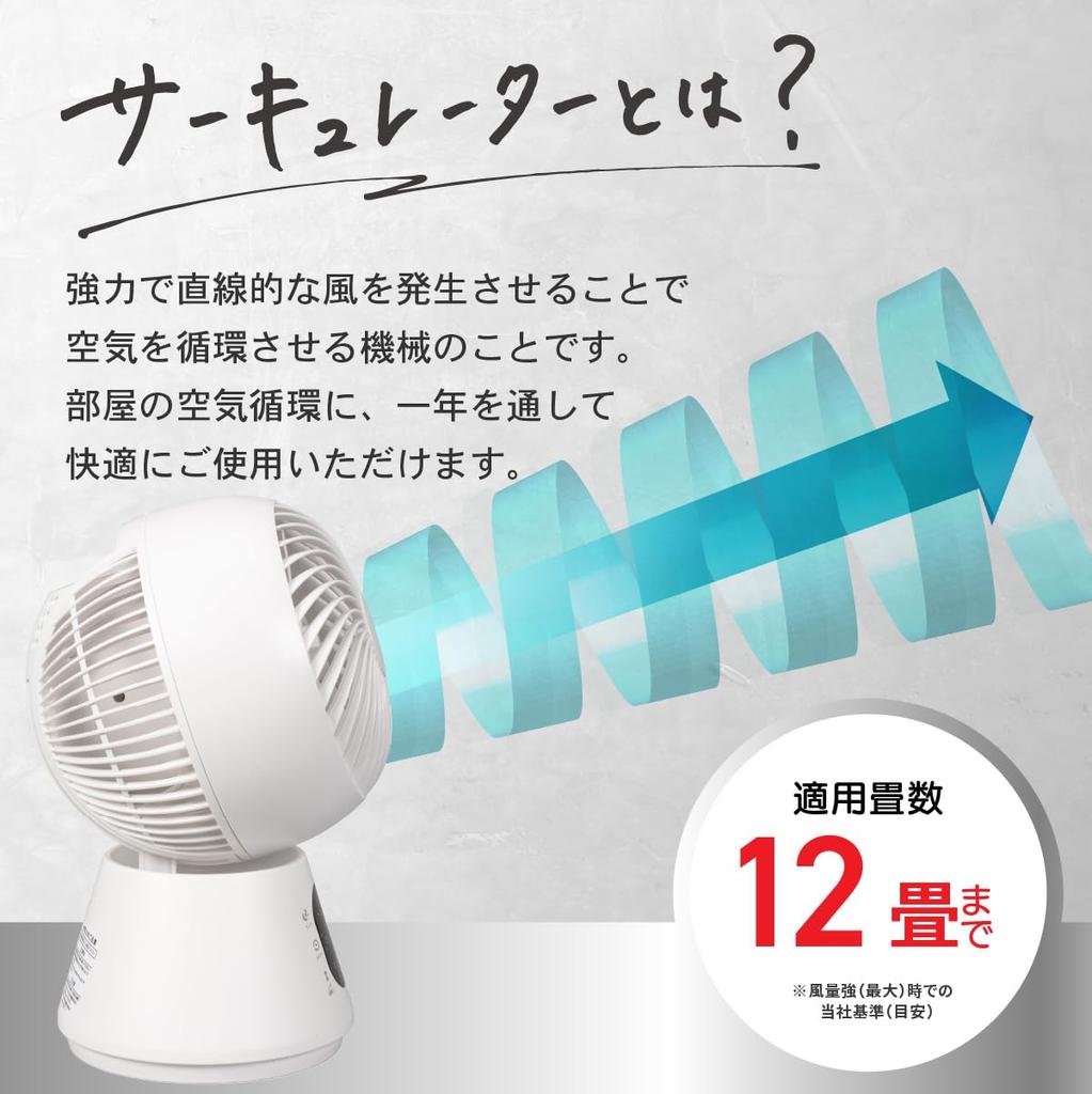 OHM 3D Circulator, for Rooms Up To 12 Tatami Mats (FF-KT2513AC-W), Model 08-1701, OHM Electric