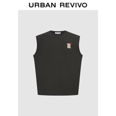 UR Men's Loose Sleeveless Vest with Label Detail