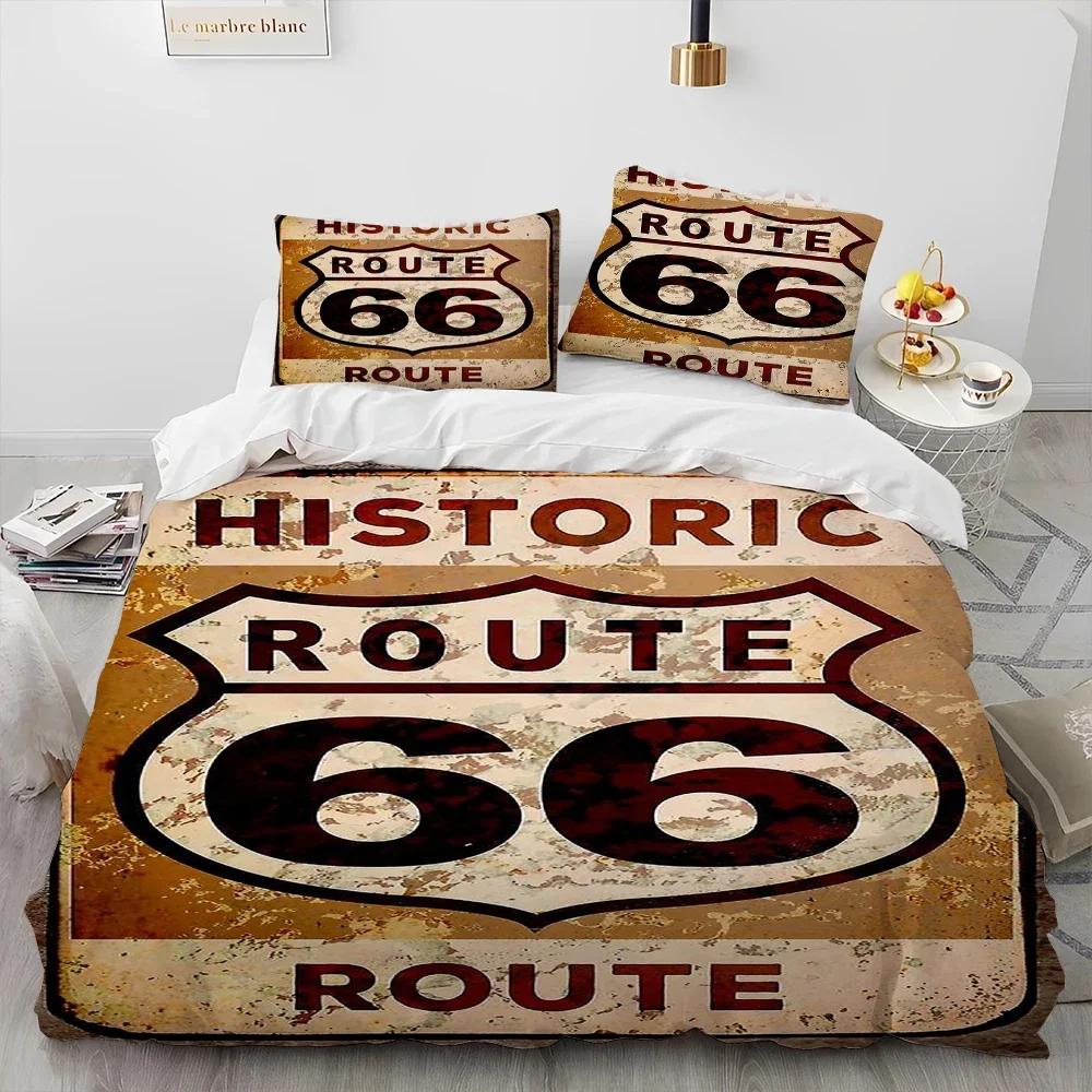 Historic Route 66,Mother Road Comfortable Duvet Quilt Cover Pillowcase Bedding Set Children Bedroom Decoration Home Textile