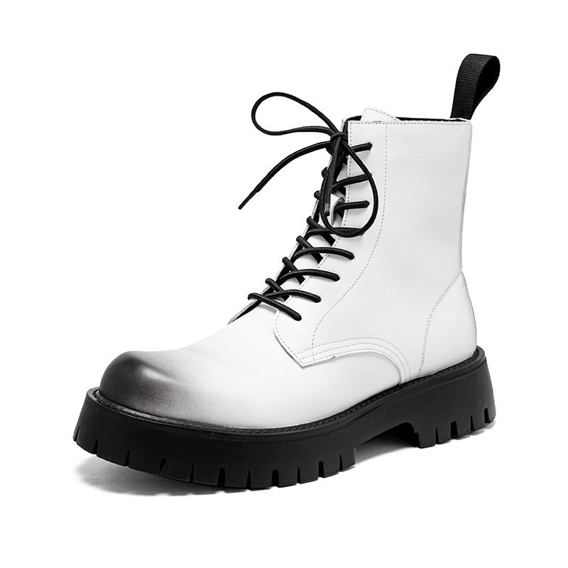 

Зимние белые мужские ботинки «Челси» Ботинки для верховой езды на шнуровке Кожаные ботинки Высококачественные кожаные туфли на молнии Модные мужские ботинки Высокие голенища 44 белый