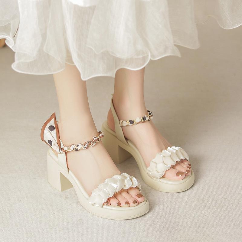 

Sandals women s summer new temperament high heels temperament thick heel with sandals women 34