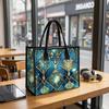 Elegant Blue Gold Geometric Pattern Tote Bag for Daily Use