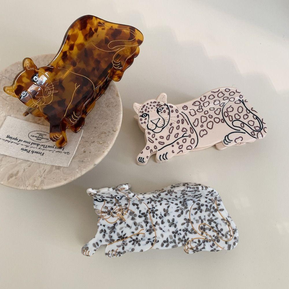 

Cheetah Cartoon Hair Clip Acetic Acid Shark Clip Personalized Acetate Animal Hair Claw Girl Style B