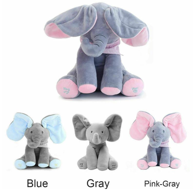 Elephant Plush Peekaboo Toy Singing Stuffed Animated Kids Doll Soft Toy Gift
