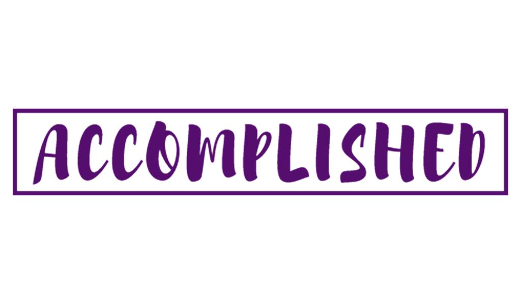 Printtoo Accomplished Self Inking Rubber Stamp Pre-Inked Office Stamp- Home Office Business Stationery, Black- 42 x 9