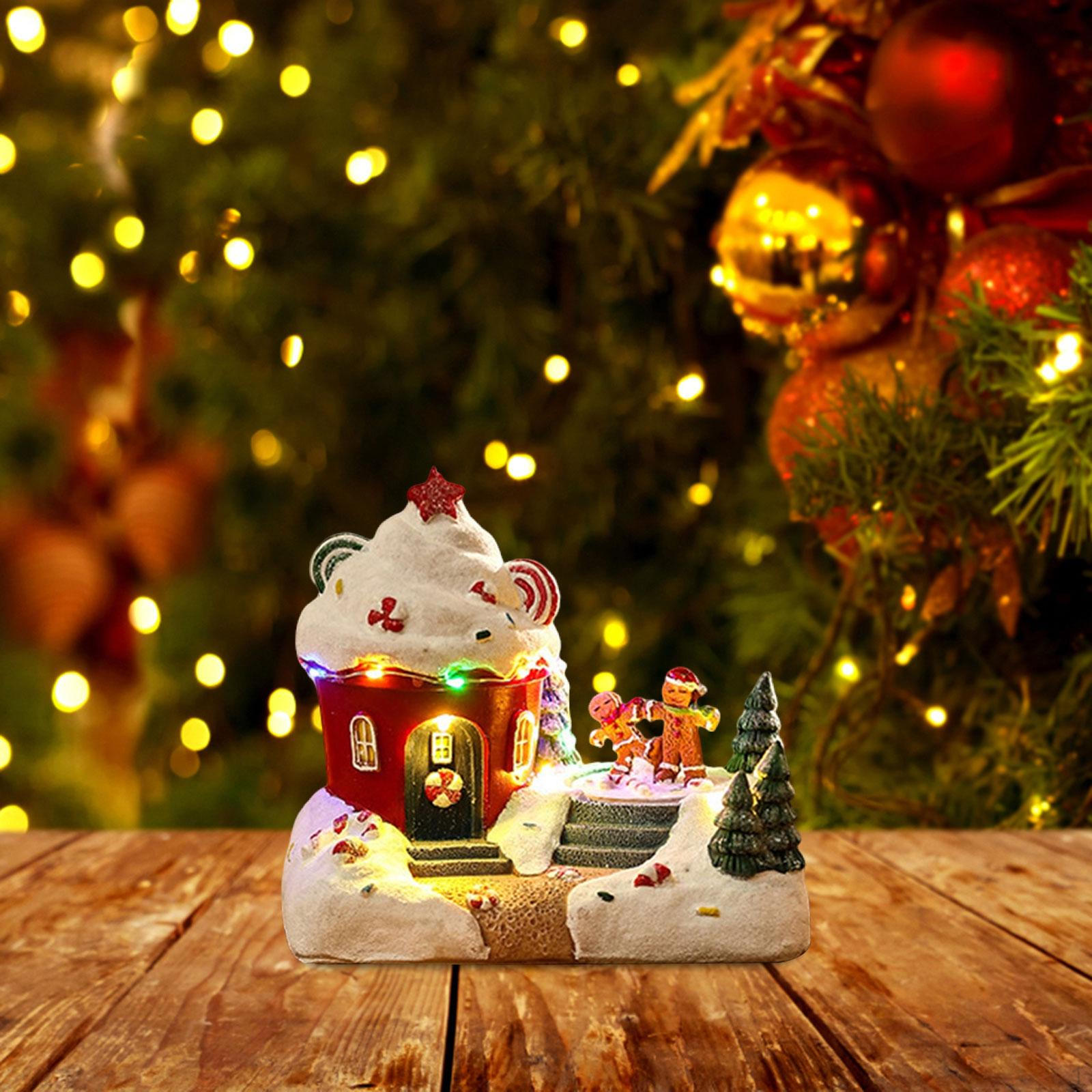 

Рождественская деревня фигурки музыкальные, рождественский декор смоляной прочный рождественский орнамент музыкальная шкатулка ice cream