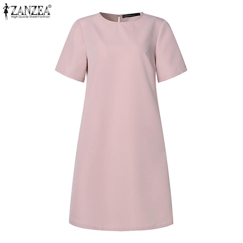 ZANZEA Women Casual O-neck Short Sleeve Summer Dress
