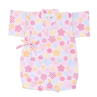 Melek Nina R7 Kız Çocuklar için Çiçekli Küçük Desenli Jinbei Tulum (12. (Pembe), 70cm)