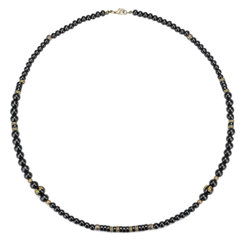 Men'S Layered Wood Walnut Bead Necklace European American Style Hiphop Vintage Long Chain Stackable Bohemian Accessories