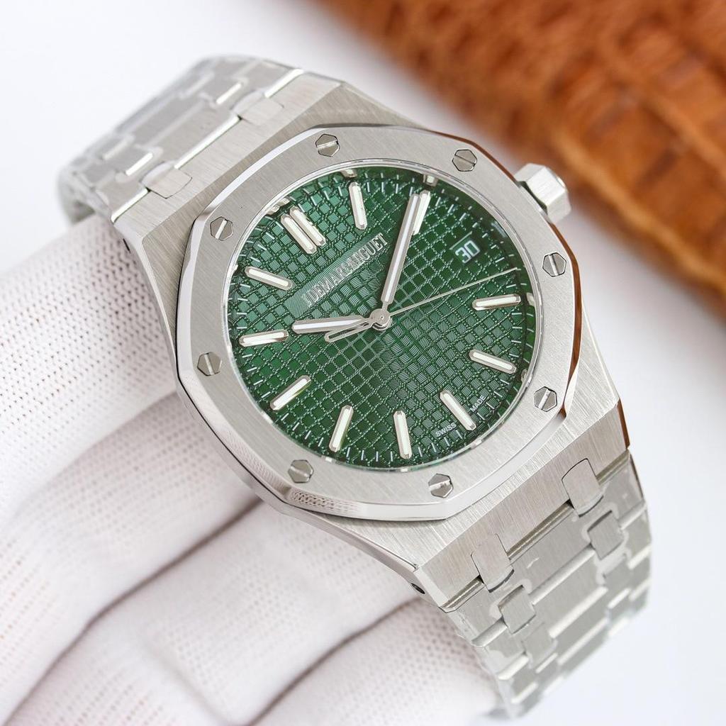 AP Royal Oak Automatik Leuchtende Herren-Stahl-Armbanduhr mit Sichtboden