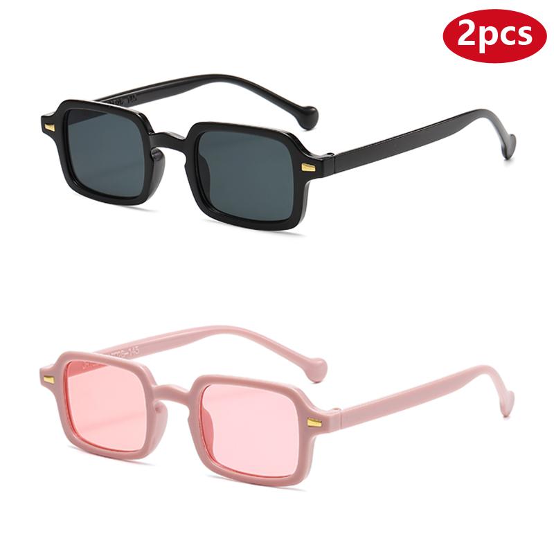 2pcs Classic Small Square Sunglasses Women Vintage Sports Brand Sun Glasses Men Shades Female Fashion Gradient Eyeglasses UV400