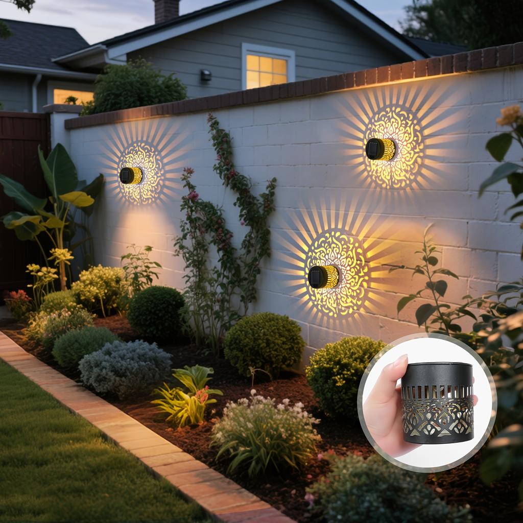 1pc Solar Exterior Wall Lights, IP65 Metal Solar Outdoor Wall Theme Fence Lights, Garden Backyard Decoration, Outdoor Decoration