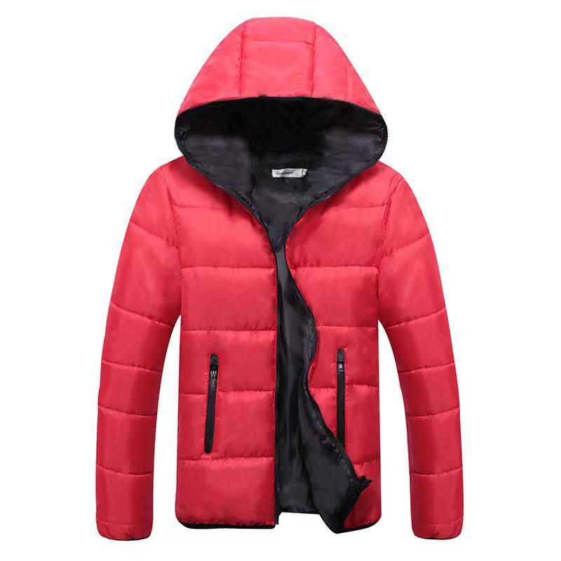 Classic Men's Slim Hooded Cotton Coat - Candy Color Zipper Design