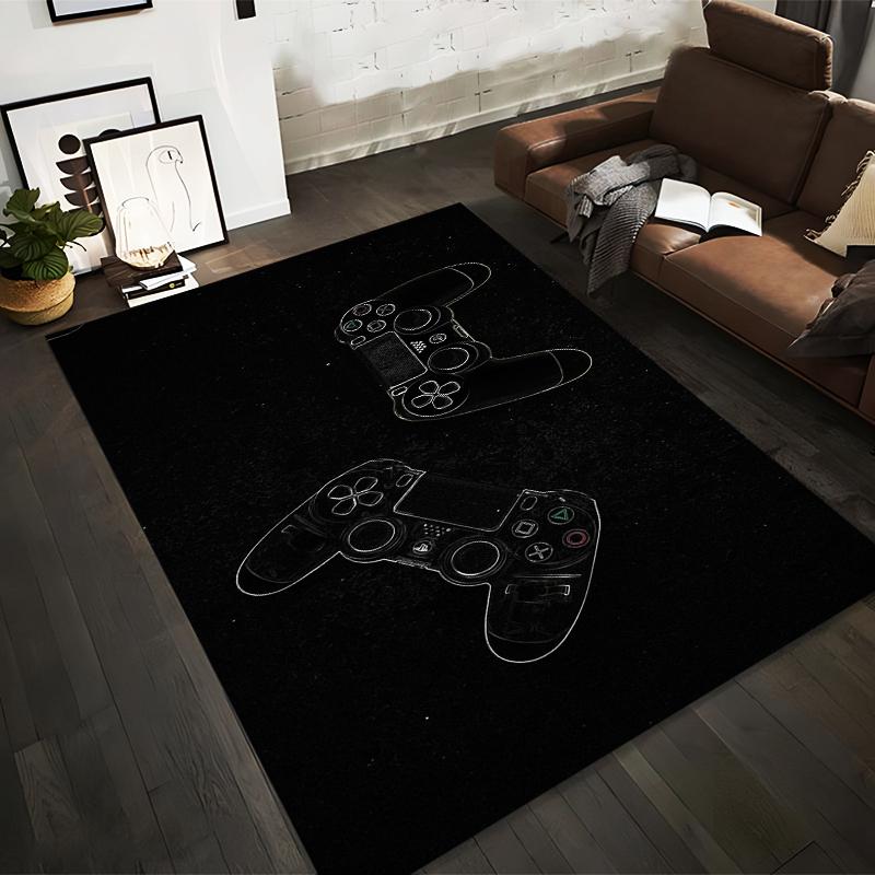 

Black Carpet with Game Controller Pattern for Gamers and Living Room Suitable for use as an anti-slip for living room bedroom sofas 40x60cm( 15x23in )