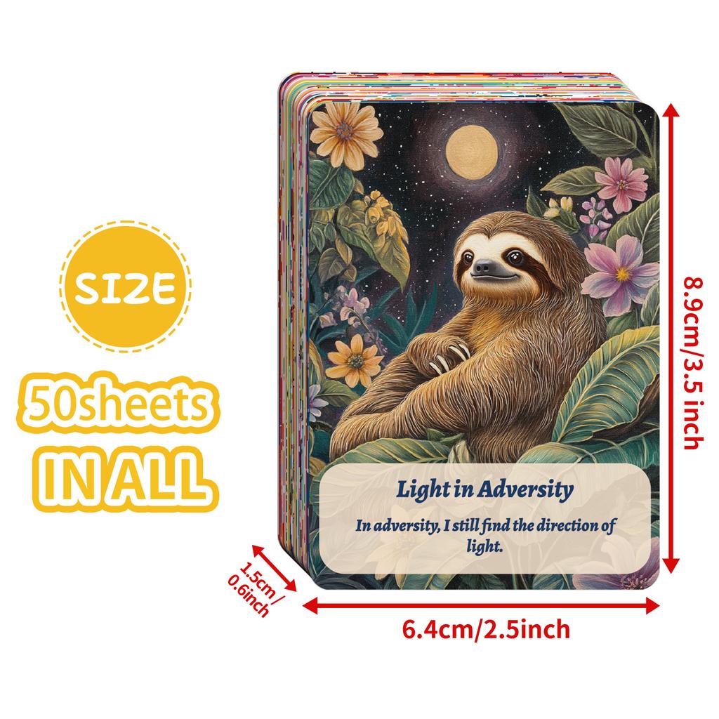 50 Animal Pictures And Texts Combined With Inspirational Cards, Creative Gifts, Decorative Cards, Suitable For Giving To Relatives And Friends