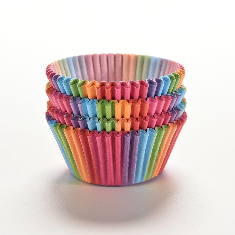 Neu Regenbogen farbe 100 stücke cupcake liner backen cupcake papier muffin fällen Kuchen box Cup tray