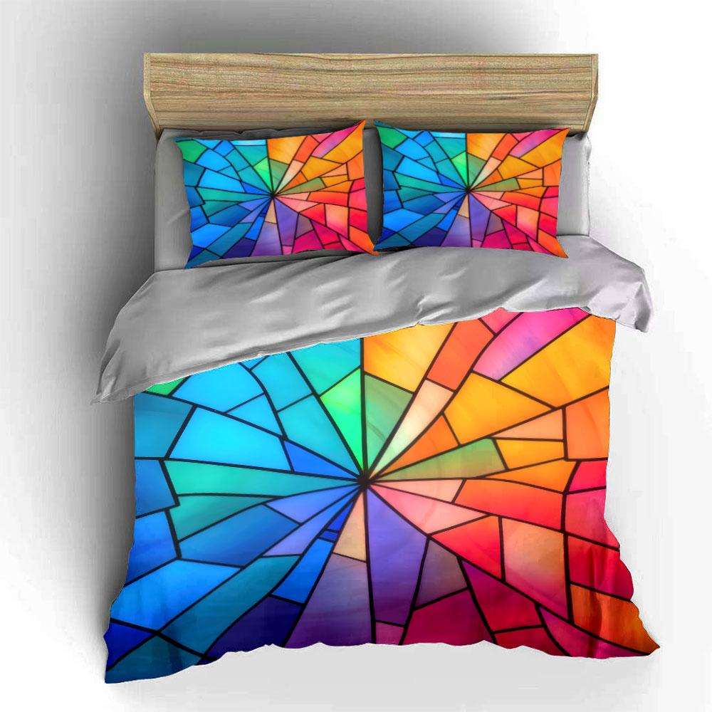Colorful Abstract Decoration Set Soft Skin-Friendly Bedding Set Includes 1 Duvet Cover And 2 Pillowcase, Gift
