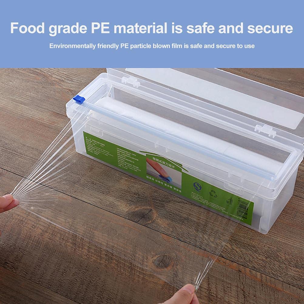 Zásobník na plastové obaly: 34x9.5x9.5 cm Polyethylenový box na krájení s posuvným nožem - Držák na kuchyňskou fólii s nastavitelnou délkou pro skladování při přípravě jídel