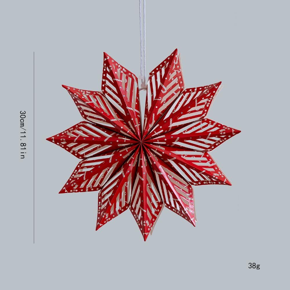 Paper 3D Christmas Tree Lampshade 30cm Hanging Star Decorative Lampshade Snowflake Shape Ceiling Pendant