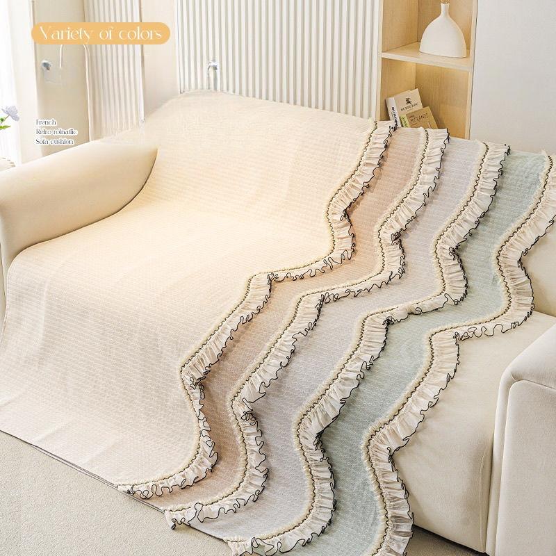 2025 New French Cream Style Lace Shaped Sofa Cushion Four Season Universal Irregular Non Slip Cushion Premium Feel Cover Cloth