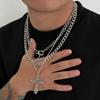 SHIXIN 3 Stück/Set Punk-Stil Stern Jesus Kreuz Anhänger Halskette für Männer Hip Hop Stapelbar Mehrschichtig Dicke Kette Choker Halskette