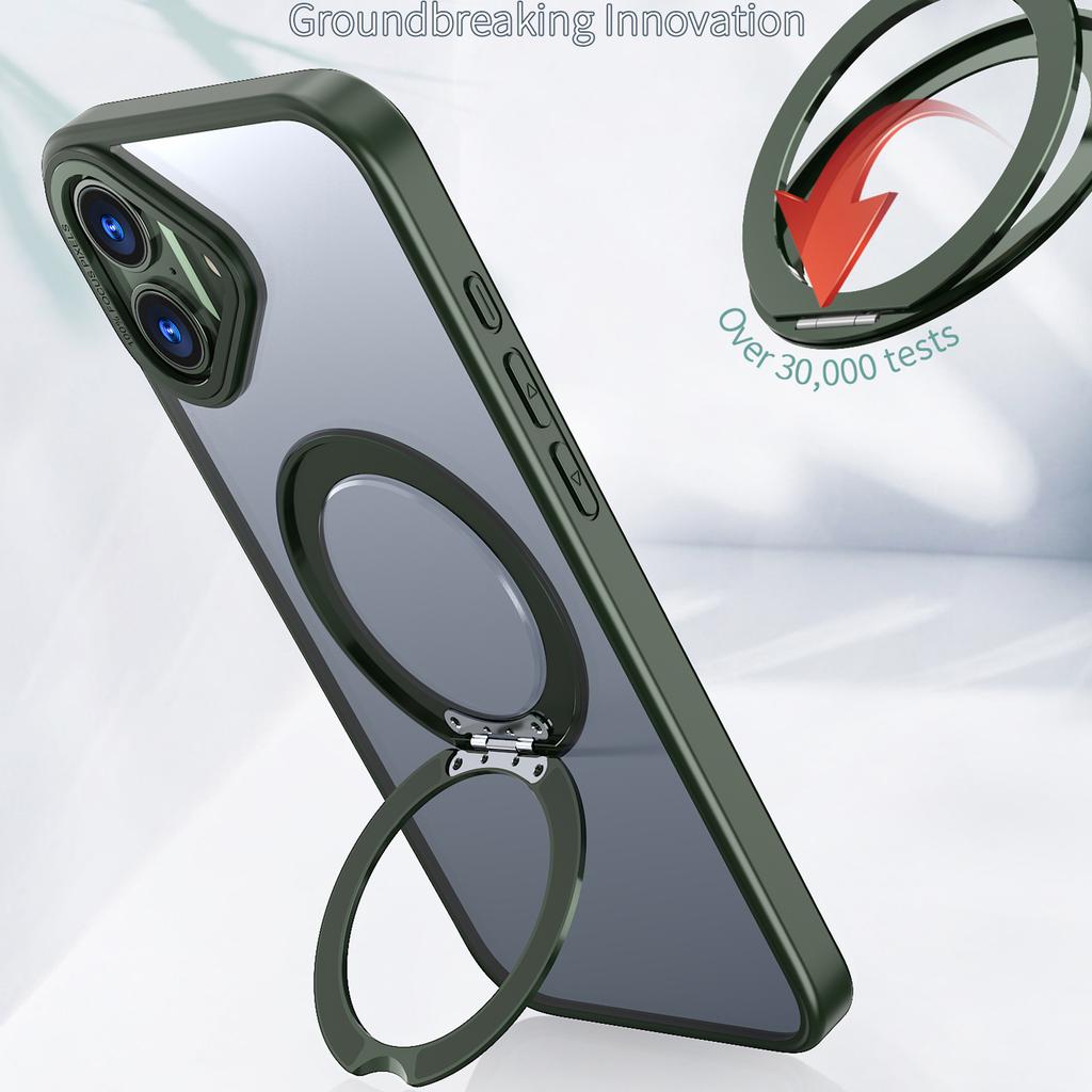 For iPhone 16 Case TPU+Acrylic Kickstand Magnetic Phone Cover