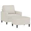 Cream Velvet Armchair with Footstool 60 Cm