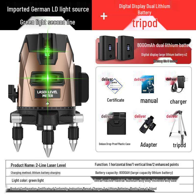 High-Precision 35-Line Outdoor Green Laser Level with Digital Display and Automatic Self-Leveling
