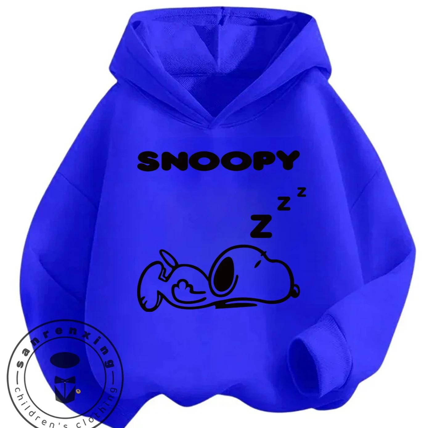 Kawaii Casual Hooded Sweatshirt Cute Cartoon Print Winter Street Style Kids Wear Snoopy Boys Girls 100