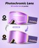 Odoland Photochromic Snow Goggles with Mirror OTG Glasses UV400 Automatic Impact Adult Color-Changing Lenses, Anti-Fog, Compatible, Protection,