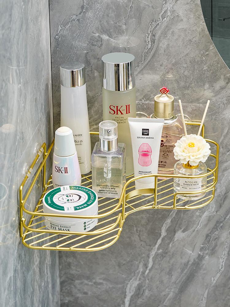 Golden Bathroom Triangle Storage Rack Corner Wall Mounted Washbasin Bathroom Storage Rack Bathroom Accessories Corner Shelf