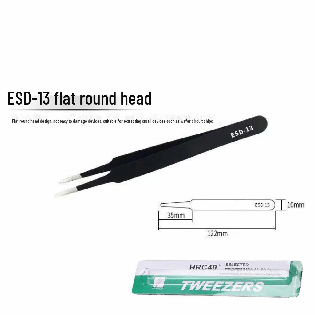Bent Tip Stainless Steel Precision Tweezers: Fine-Point, Anti-Static Tool for Hair, Acne, Bird's Nest Picking, and Repair.