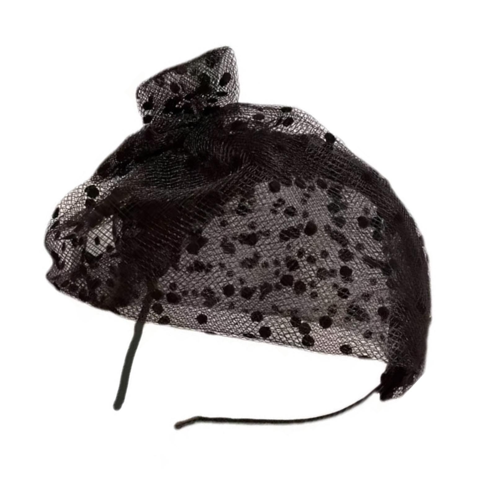 

Винтажные европейские стили шляпы-фасинаторы для женщин, повязка на голову с бантом, головной убор для косплея, аксессуар для волос чёрный