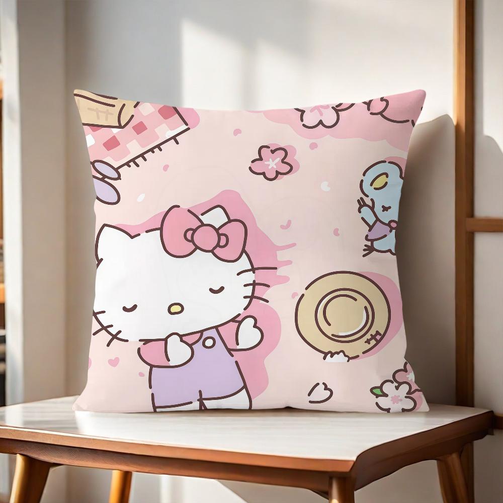 Kawaii H-Hello K-Kitty-Y Pink Cushion Cover For Pillow Printing Sofa Decoration Homecar Room Coffee Shop Office Nordicsimplicity