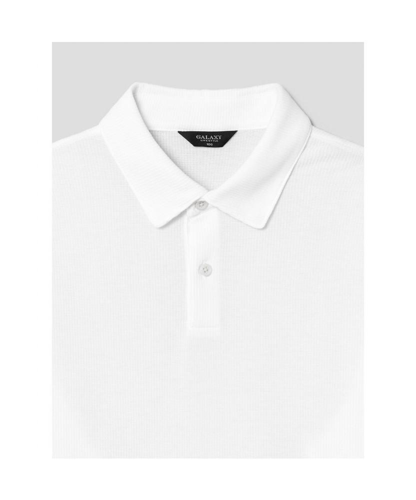 GLXY (GALAXY LIFESTYLE) Glxy [Galaxy Lifestyle][Three-No Clothing] 3-No Stretch Polo Shirt White