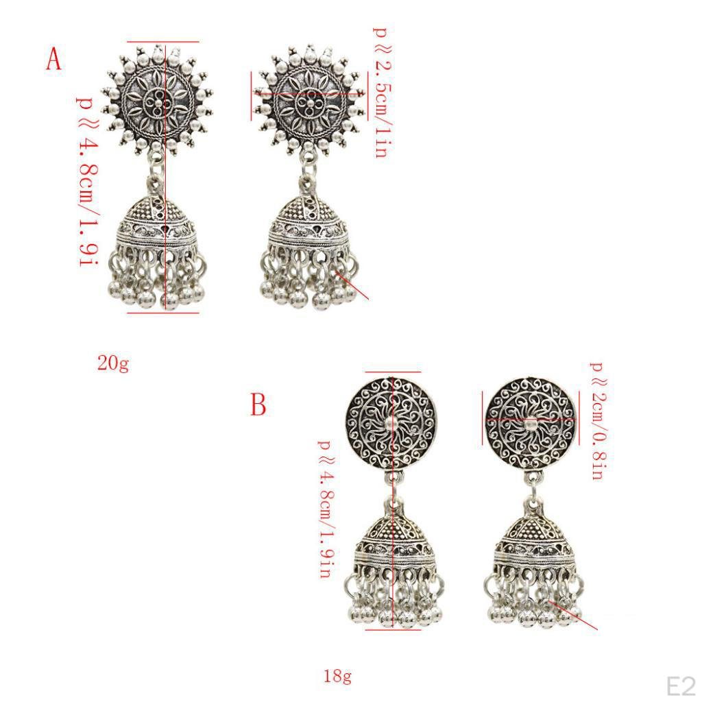 Boucles d'oreilles Pendentifs Clochette Pompon Floral Tibétain Fait Main Clous