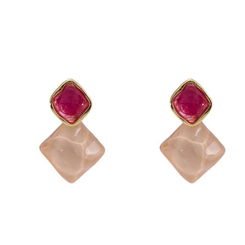 

Элегантные модные корейские эмалевые цветные бриллиантовые серьги-подвески для женщин и девушек, подарочные ювелирные изделия оптом розовый