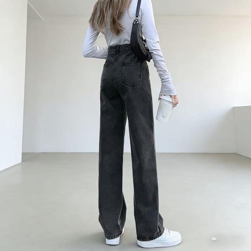 

Light Color High Waist Wide Leg Loose Straight Jeans Women Spring Summer Fashion Petite Fit Stretch Denim Pants XXL
