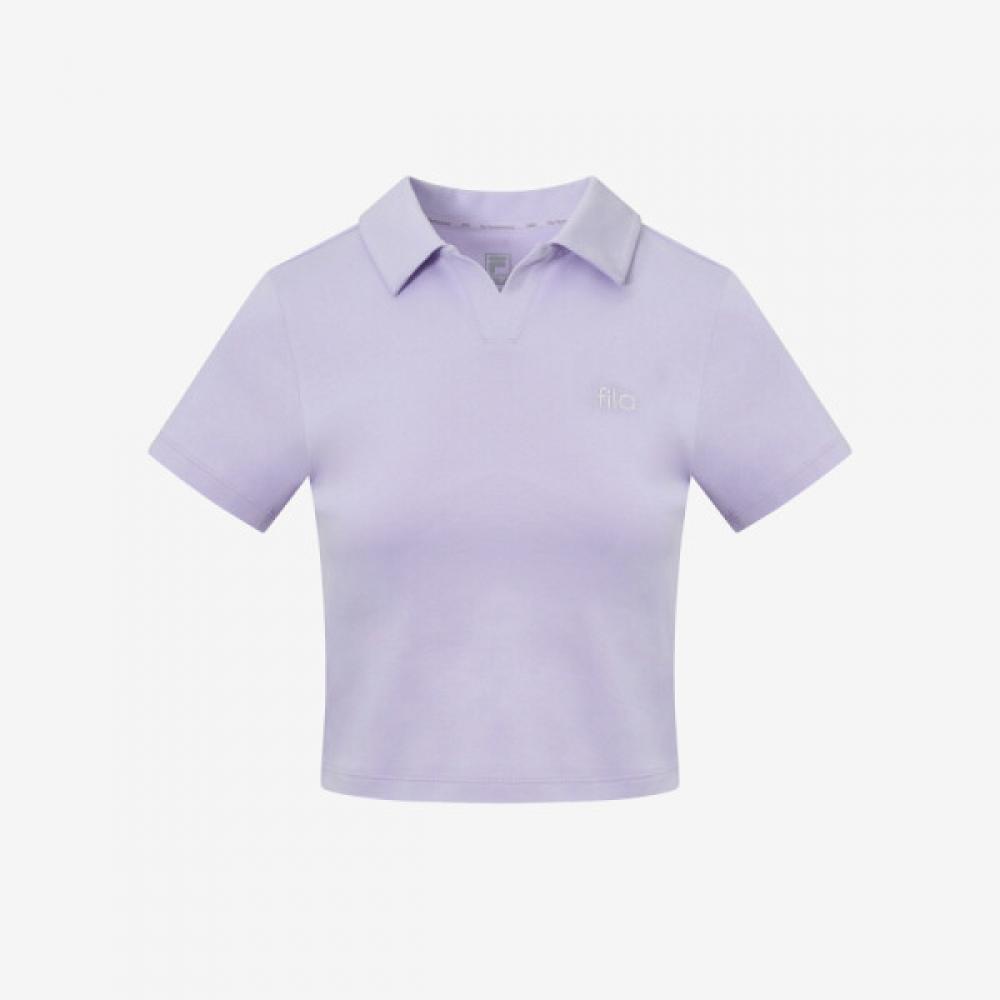 Fila CoTTon Spandex Semi Crop Polo T shirT fs2Tsh2253f Lvd lavender/W95