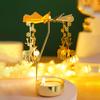 1pc Golden Spinning Candle Holder with Tray - Romantic Metal Tea Light Stand for Weddings, Christmas & Valentine's Day Decor