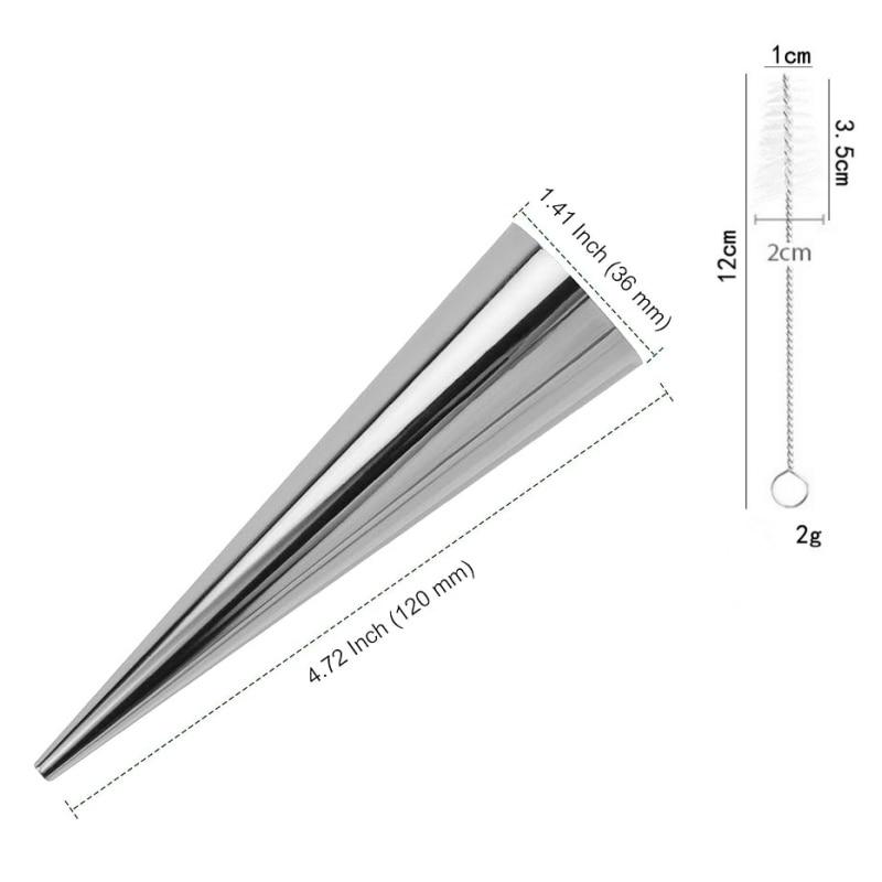 Stainless Steel Cone Roller Set 12 Pcs 3.5CM Conical Pastry Molds for Cannoli, Crepe Rolls, Ice Cream Cones, with Cleaning Brush