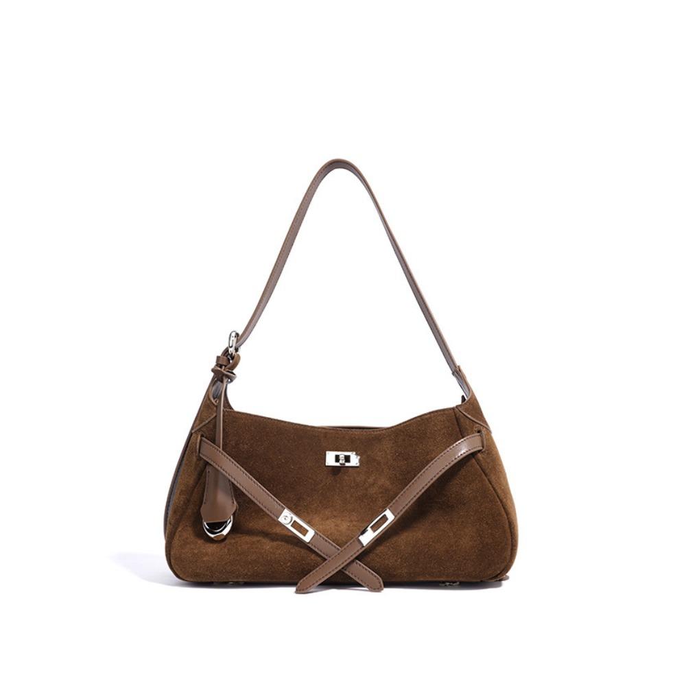 

Новый нишевый дизайн Матовая коровья кожа Женская сумка Сумка под мышкой Повседневная Универсальная Одноплечевая Кроссбоди Портативная Маленькая квадратная сумка темно-коричневого