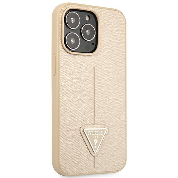 Guess Guhcp14Lpsatle Iphone 14 Pro 6,1 Beżowy/Beige Hardcase Saffianotriangle Logo