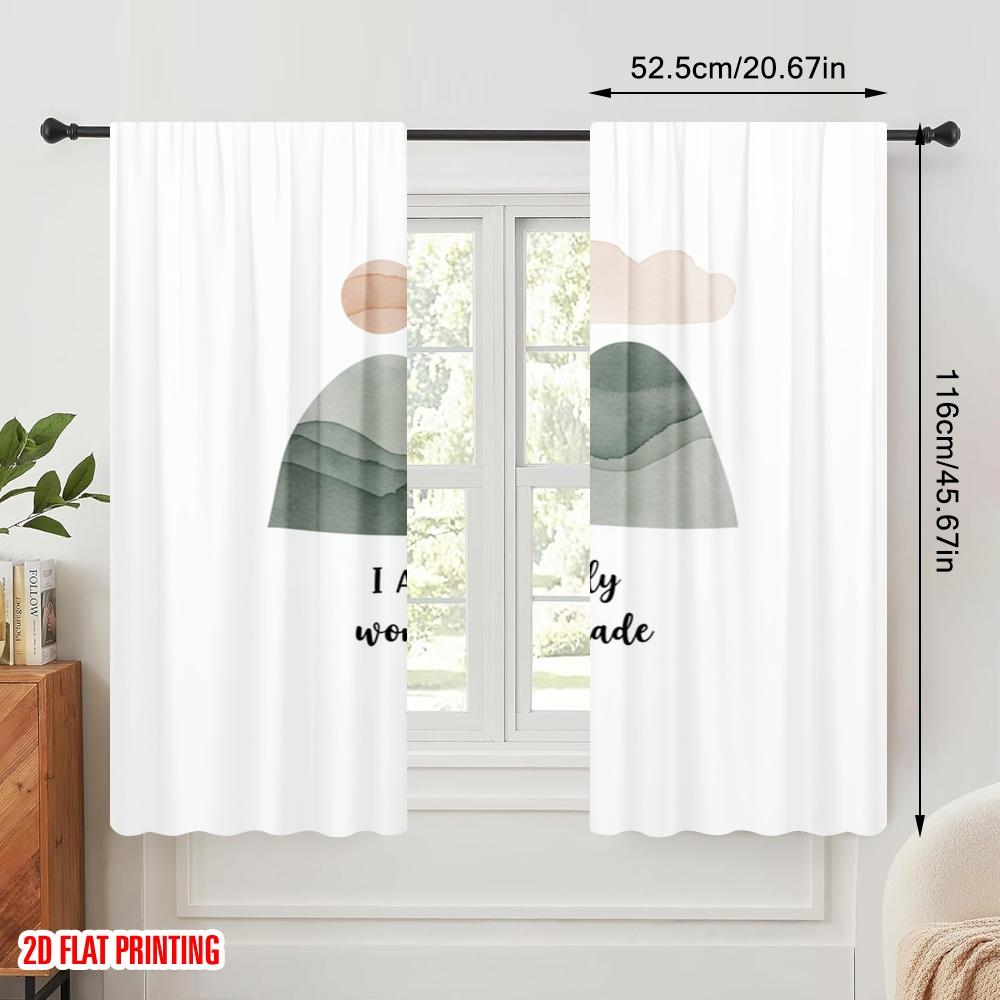 2pcs 2D flat printing Curtain Fearfully Wonderfully Made 100% Polyester Without Electricity Birthday Party for Photo Booths &