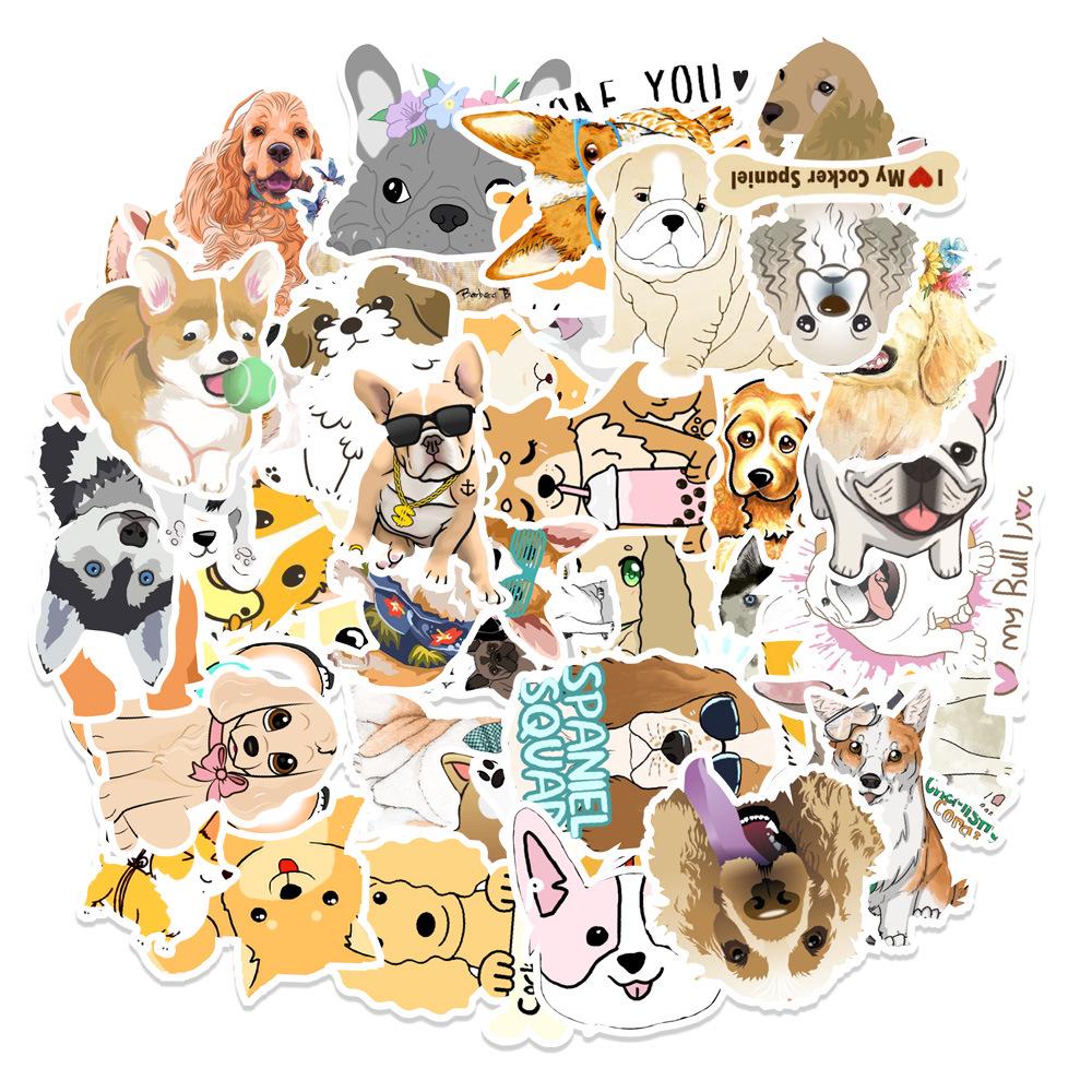 50PCS Cute Cartoon Puppy Stickers: Waterproof Decorative Decals for Phone, Tablet, Laptop, and Refrigerator