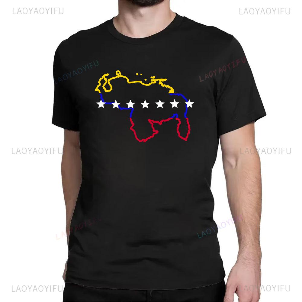 Venezuela Map 7 Stars Flag Graphic Men TShirt Men Clothing Venezuelan Patriot Black Shirt Outdoor Comfort Tshirt Unisex Tops