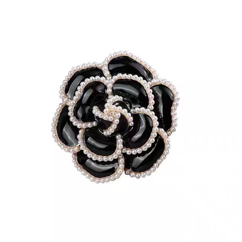 Trending French-Style Pearl Camellia Brooch - Korean Flower Lapel Pin Accessory