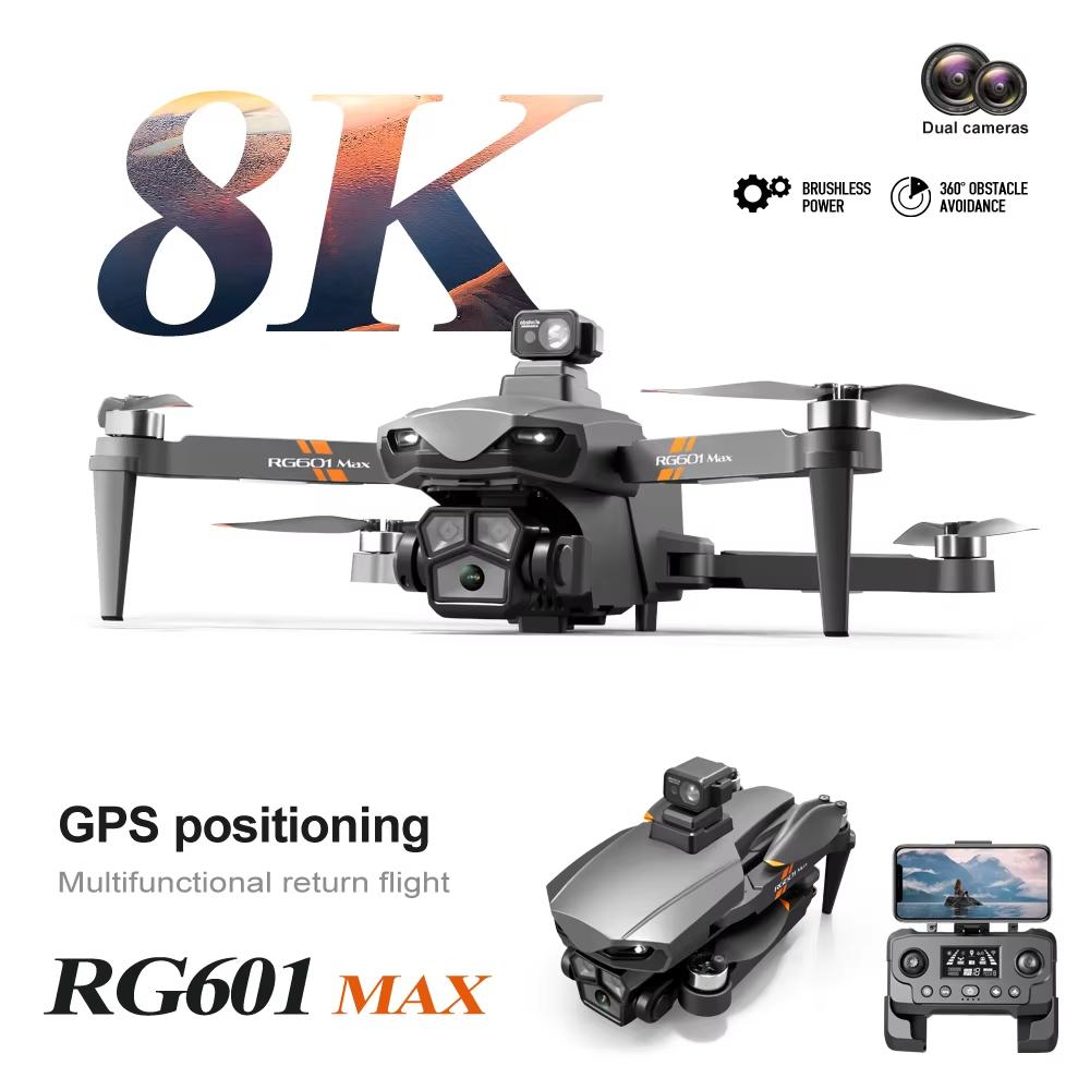 New RG601 MAX 8K Drone HD ESC Dual Camera GPS 5G Laser Obstacle Avoidance WIFI FPV Brushless Foldable Quadcopter 2 Km Toy Gift