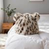 Autumn and Winter Leopard Print Fashion Fisherman Hat Women Cute Little Bear Ear Thickened for Keep Warmth Ear Protection No Eaves Hat